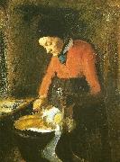 Anna Ancher gamle lene plukker en gas oil on canvas